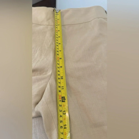 Lauren Ralph Lauren Khaki 100% Linen Wide Leg Pants Side Zip Lagenlook NWT 12 - Picture 7 of 10
